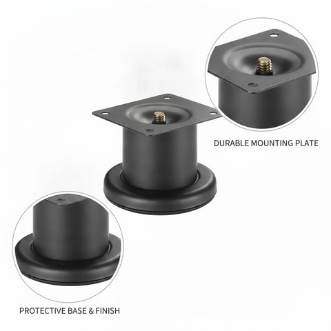 Beefy Bulletproof Black Metal Replacement Leg For Sofas Cabinets And Bed Frames 2 Inch Elevation Heavy Duty Support Foot with plate