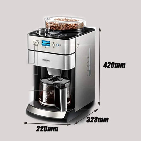 Aspect dimensions of Fully Automatic Coffee Maker For Home And Kitchen Brewing Rich Flavor Fast With Food Grade Stainless Steel Body.