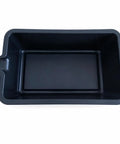 Heavy Duty 6 Liter Square Oil Drain Pan With Long Spout For Garage Home Mechanics And Workshop Deep Basin To Catch Engine Lube Mess Free, top view.