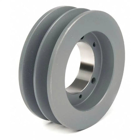 Beefy 3/4 Inch Bore Solid Sheave Pulley With 4.6 Inch Outer Diameter Dual Groove For V Belts 4L A AX Sizes Includes Split 3/4 Inch Bushing