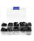 260Pcs Manganese Steel Lock Washers Set With Assorted Split Lock Washers For Mechanical Projects And DIY Repairs Durable 65 Mn Steel Heavy Duty Hardware Kit In Clear Plastic Storage Box, assorted black washers in clear case