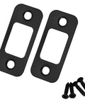 2 Piece Deadbolt Strike Plate Set With Large Hole, Round Corner 1 Inch By 2 And A Quarter Inch Stainless Steel Door Back Plate In Black
