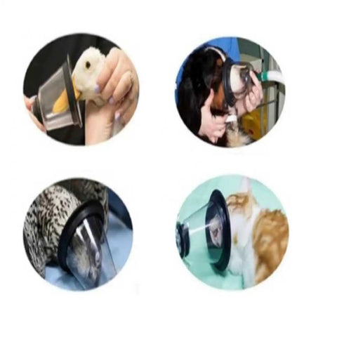 Top Notch Six Sizes Veterinary Anesthesia Mask Kit For Dogs Cats Birds And Pets With Universal Connector used on various animals