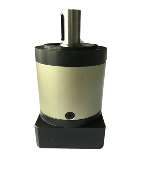 Slick Eight Arcmin Planetary Reducer Gearbox With Eighty Millimeter Round Flange built for Nema34 motors, side view showcasing design.