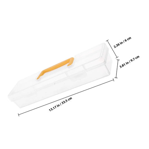 Straight Up Plastic Tool Box With Sturdy Carry Handle Divided Multi Purpose Compartments For Weekend DIY Projects Hardware Sorting Paint Brush Holder And Small Gear, clear design with dimensions shown.
