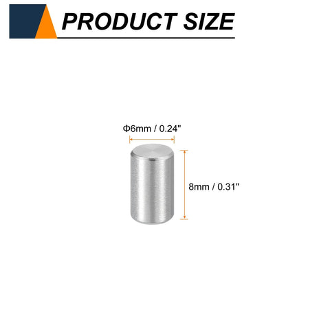 15 Pieces Heavy Duty M6 Dowel Pins 6mm Diameter By 8mm Length Stainless Steel 304 Cylindrical Shelf Support Pegs Size Display