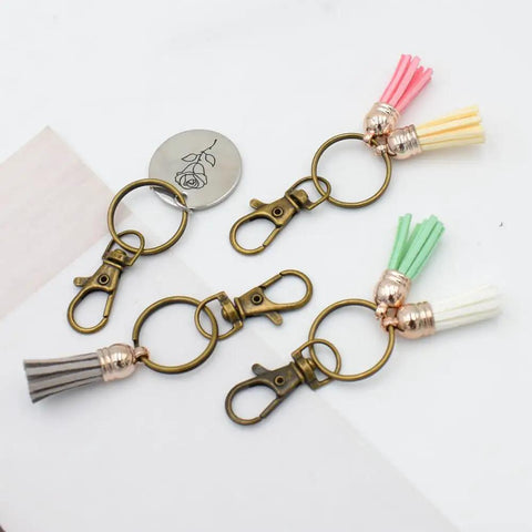 60 Pack Bronze Swivel Clasps Featuring Lanyard Snap Hooks With Key Rings Plus Lobster Claw Clips For Jewelry Making And Diy Crafts Hella Durable Zinc Alloy Construction Smooth 360 Spin Action Badass Quality That Lasts with colorful tassels.