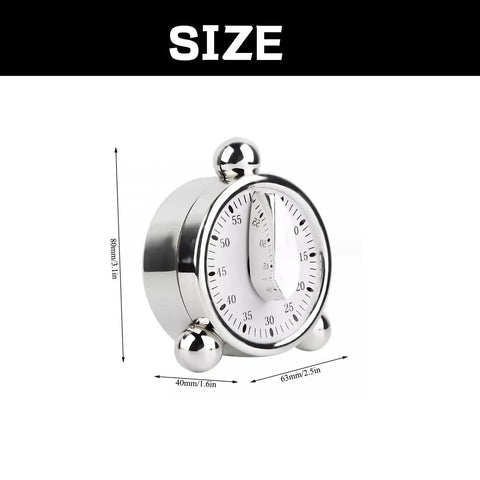 60 Minute Mechanical Kitchen Timer With Loud Alarm No Batteries Needed Visual Countdown Timer For Easy Kitchen Management And Precise Timing Perfect For Meal Prep And Quick Bake Sessions 1 Pack, silver timer dimensions