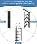3-step setup of 4 Tier Foldable Metal Storage Rack With Lockable Wheels, Portable Utility Rolling Cart For Kitchen And Home