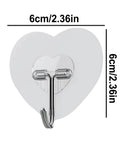 Heavy Duty Adhesive Wall Hooks With Slick Grip Keep Your Towels And Gear Locked In Place Zero Drilling Hassle Clear Transparent Look Fits Any Room Flawlessly, heart-shaped design measuring 6cm.