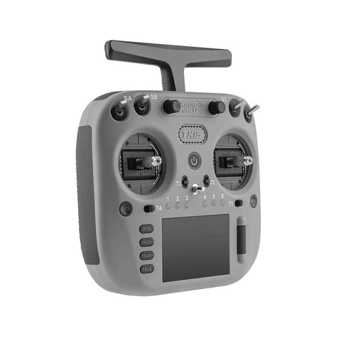 TX15 ExpressLRS Radio Controller with Hall Gimbals, 3.5 Inch IPS Touchscreen, Mode 2, Foldable Antenna, Gray front view