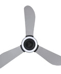 48 Inch Smart Ceiling Fans with Lights and Remote/ App, 2.1 Speaker System with three gray blades and integrated lighting.