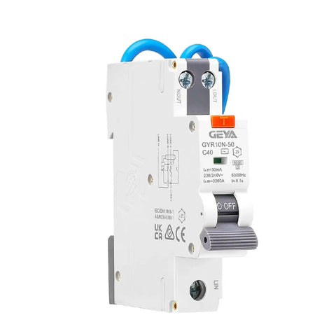 Heavy Duty 25 Amp Rcbo Circuit Breaker With No Hassle Leakage Protection And Slick Overcurrent Guard For Home Wiring Setups, side view, compact design.