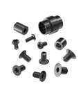 Heavy Duty Titanium Screw Set Fits C81 Handle Patch DIY Upgrade Black Finish showing various titanium screws from all angles.