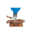 Heavy Duty 60 Cubic Foot Loose Fill Dispenser pouring packing peanuts into an open cardboard box for efficient shipping.