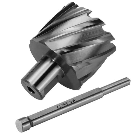 Badass Hss Annular Cutter 1 13/16 Inch Cut Diameter With 3/4 Weldon Shank And Precision Pilot Pin displayed from side view.