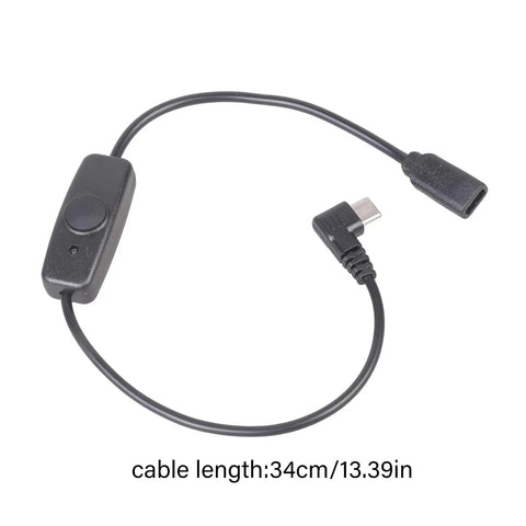 No Stress Type C Extension Cable With Right Angle Plug Fits Snug In Tight Corners For Marathon Gaming And Daily Grind Delivers Smooth 5V 2A Power Without Data Sync Hassle Proven Quality, 34cm long with on/off switch.