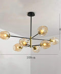 Mid Century Sputnik Chandelier Featuring Five Handblown Smoke Grey Glass Shades And Telescoping Chain Soft Golden Glow E27 Compatible with dimensions 108cm x 65cm.