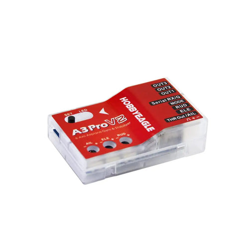 A3 Pro V2 6 Axis RC Plane Stabilizer Gyro Controller, red casing, for fixed wing aircraft, 32-bit MCU, easy setup