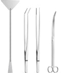 Pro Grade 4 Piece Aquascaping Tools Set For Planted Tanks Includes Long Aquarium Tweezers Curved Tweezers Curved Plant Scissors And Algae Scraper Plus Plant Trimming Spatula Built For Small 10 Gallon Fish Tanks.