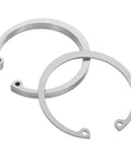 5 Piece Stainless Steel Internal C Clip Snap Ring Set For Shafts And Pins arranged overlapping, showcasing durable 304 stainless steel material