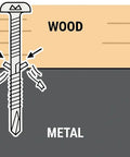 1/4 X 2-3/4 In Black Ruspert Self-Drilling Wood To Metal Screws With Torx Star Head T27 illustration showing wood-metal fastening