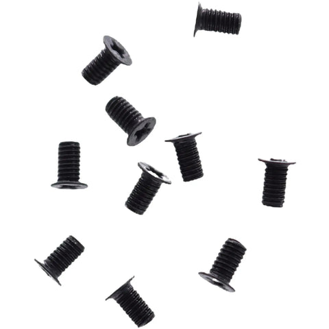 Premium M3x4mm Phillips Flat Head Mounting Screws scattered, ideal for 2.5 inch HDD and SATA SSD in PC builds.