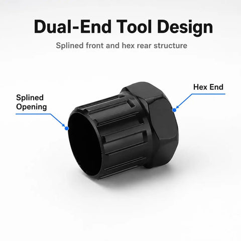 Ultimate Portable Bike Repair Tool 2.6 Cm Kit with splined opening and hex end, dual-end tool design, black bike accessory