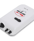 Battery-powered dual air pump for aquariums, white casing, model AF-2102, with connectors and power switch