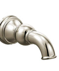 Weymouth Half Inch Slip Fit Tub Spout Non Diverting Polished Nickel Finish for standard bathtubs, side view