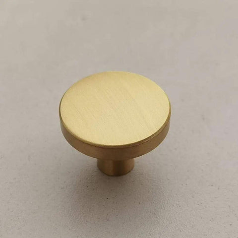 Six Pack Brushed Brass Cabinet Knobs Set Solid Brass Round 30mm Mushroom Style Drawer Pulls For Kitchen Cabinets Doors Desks Dressers And Furniture With Elegant Gold Finish