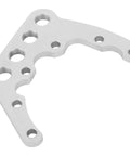 Adjustable 9 Inch Ford Panhard Bar Mounting Bracket With Multiple Roll Center Settings IMCA Approved Steel Construction For Rear End Suspension Racing Cars And Offroad Projects Durable Steel, white steel bracket angled view