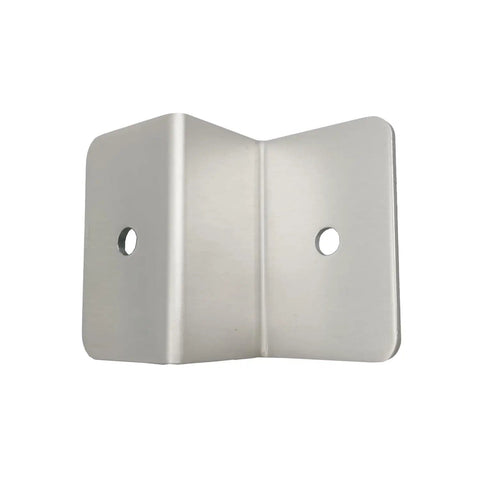 Close-up of a stainless steel Z Bracket Solar Panel Mount for RV and boat roofs, off-grid ready, heavy-duty, easy install.