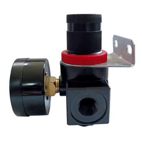 Side view of Three Eighth Inch NPT Air Pressure Regulator With Gauge 0 To 145 PSI For Compressor, High Flow 106 SCFM