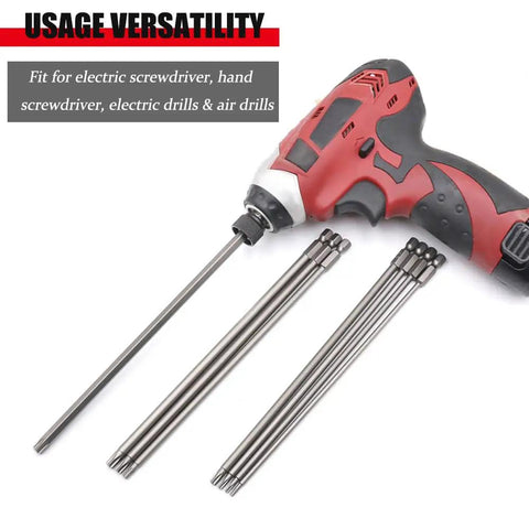 Tough As Nails Extra Long Torx Magnetic Screwdriver Bit Set forged from premium S2 alloy steel with magnetic hex shank.