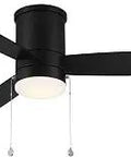 Atlantis Go To 52 Inch Indoor Outdoor Ceiling Fan with 3 Blade Pull Chain Matte Black Flush Mount 3000K LED Light Kit