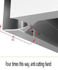 Close-up of Heavy Duty Three Tier Stainless Steel Shelving Unit showing anti-cutting corner design for safe assembly.