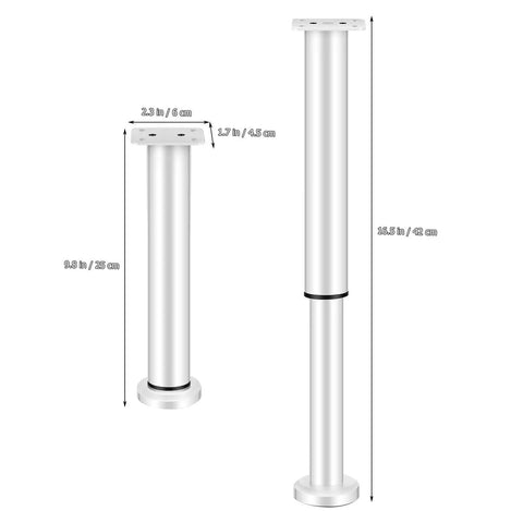4 Piece Adjustable Cabinet Legs Steel Telescopic Furniture Feet With Floor Protection For Tables And Beds in two heights