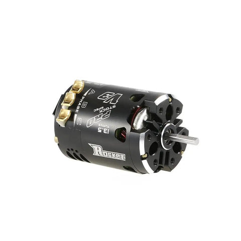 Beefy Rocket V3 540 13.5T 3200KV Sensored Brushless RC Motor for 1/10 scale cars, featuring CNC aluminum heatsink and dual sensor ports.