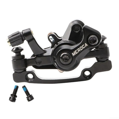 Heavy Duty Mechanical Disc Brake Caliper Front And Rear Kit With Solid Metal Pads For Mountain Folding And Road Bikes, black aluminum frame.