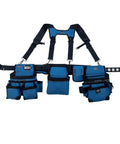 Three Bag Tool Bag Set With Suspenders In Royal Blue Heavy Duty 1680D Poly LoadBear Stretch Suspension For Comfort Belt Fits Up To 52 In Waist