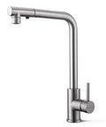 KOOTTI Tall Stainless Steel Kitchen Faucet with Pull Out Sprayer, 360° swivel, single handle, sleek design for kitchen use.