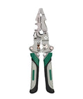 Handy Foldable Wire Stripper Pliers Built For No Sweat Electrical Cable Separation And Tidy Wiring Up Jobs Featuring Ridiculously Smooth Pulley Motion Pro Grade Grip Tool with green and black rubber grips.