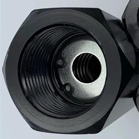 Hydraulic check valve, 3/8in NPT, metal body; close-up of threaded female end.