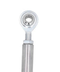 Adjustable Alternator Tension Rod And Bracket For SBC Small Block, Eight And A Half Inch Long, Three Eighths Inch Heim Joint, Center Distance Ten To Twelve Inches, Twelve Inch Tension Rod, No Fuss Fit For Chevy, stainless steel rod close-up