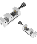 High Precision Right Angle Vise With Rock Solid Grip Quenched Steel Manual Flat Nose Pliers, two sizes shown for workshop clamping.