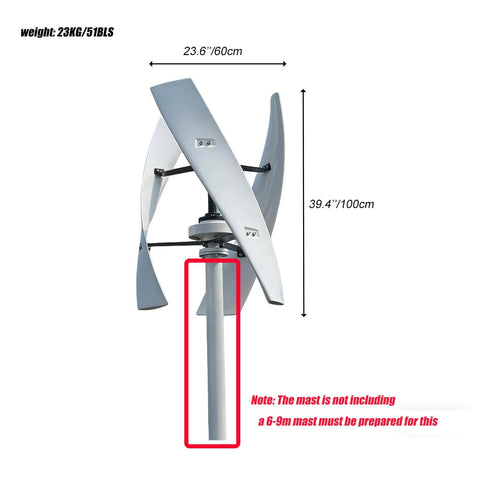 800W Vertical Axis Wind Turbine Kit With MPPT Controller For 12V 24V 48V Systems, VAWT Wind Generator, curved blade design