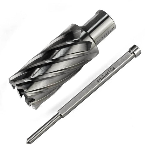 2-piece Oscarbide annular cutter with 3/4 in Weldon shank and mag drill pilot bit, 1-3/16 in cutting diameter