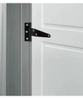 20 Pack 4 Inch T Shape Rustproof Iron Light Duty Gate Hinges Set Black Shed Door Strap Hinges 270 Degree Rotation on white door