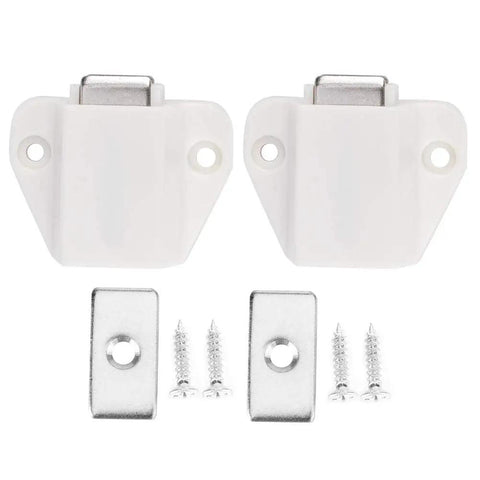 8 Pack Strong Magnetic Door Catch Kit For Cabinets And Cupboards, includes two white catches with screws and metal plates